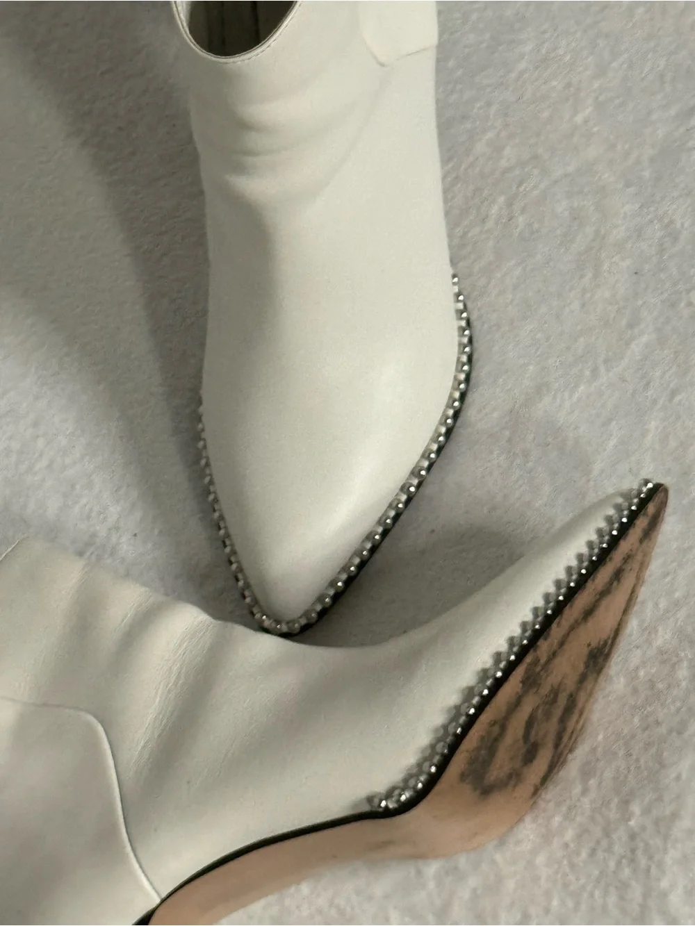 Women’s BCBG SIZE 7 White Ankle Boots with Studded Sole - Women's Fashion Boot
